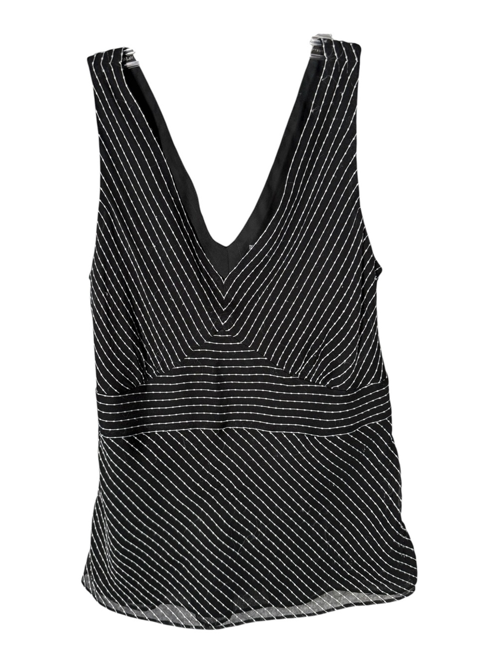 Ann Taylor Silk Blend Black Textured Pinstripe Top Office Siren 12
